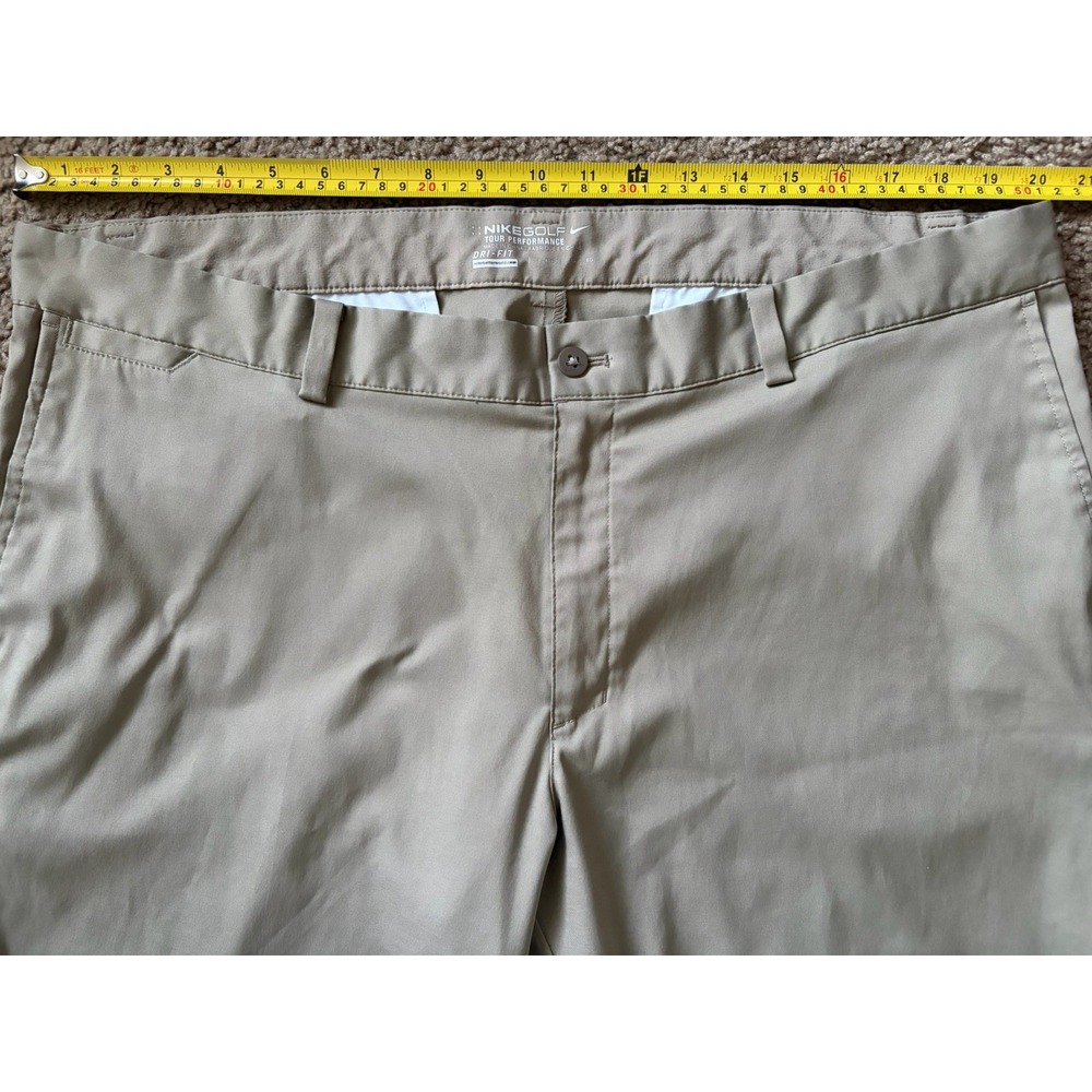 Nike Golf Tour Performance Dri-Fit Stretch Chino Pants Logo Khaki 40x30 JBHS - Picture 3 of 12
